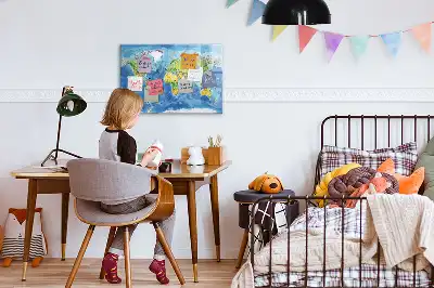 Mapa del mundo pizarra magnética de pared con rotulador