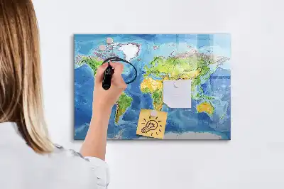 Mapa del mundo pizarra magnética de pared con rotulador