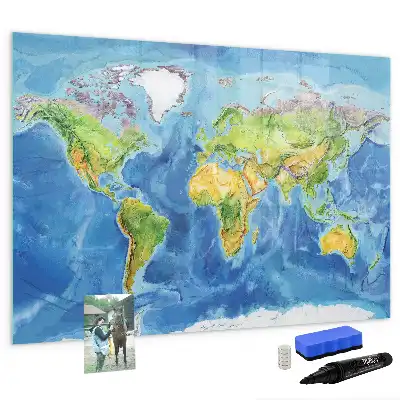 Mapa del mundo pizarra magnética de pared con rotulador