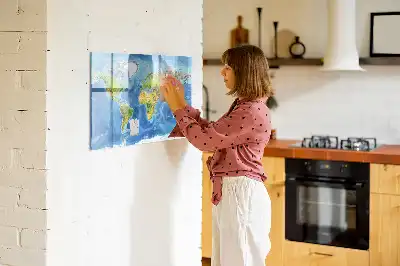 Mapa del mundo pizarra magnética de pared con rotulador