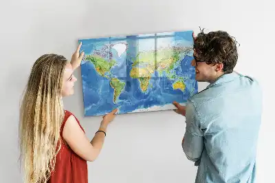 Mapa del mundo pizarra magnética de pared con rotulador