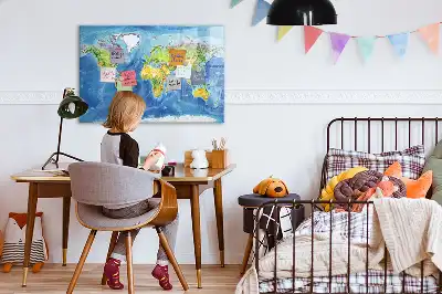 Mapa del mundo pizarra magnética de pared con rotulador