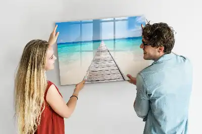 Pizarra borrable de cristal con imanes diseño isla tropical