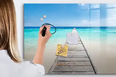 Pizarra borrable de cristal con imanes diseño isla tropical