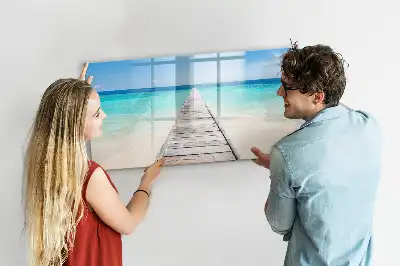 Pizarra borrable de cristal con imanes diseño isla tropical
