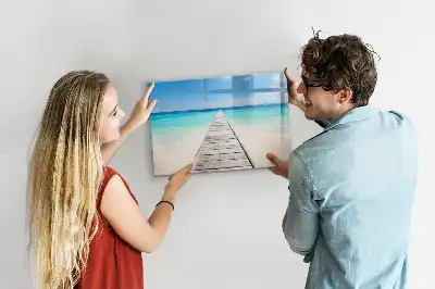 Pizarra borrable de cristal con imanes diseño isla tropical