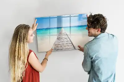 Pizarra borrable de cristal con imanes diseño isla tropical