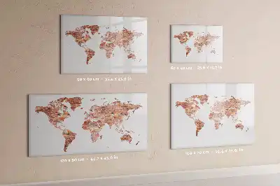 Pizarra borrable de cristal con imanes diseño de mapa antiguo sobre ladrillos
