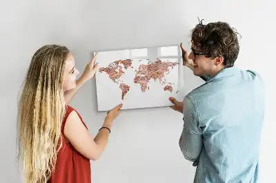 Pizarra borrable de cristal con imanes diseño de mapa antiguo sobre ladrillos