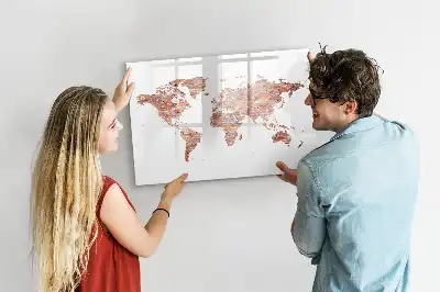 Pizarra borrable de cristal con imanes diseño de mapa antiguo sobre ladrillos