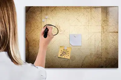 Pizarra borrable de cristal con imanes diseño de mapa del mundo antiguo