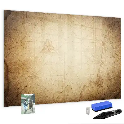 Pizarra borrable de cristal con imanes diseño de mapa del mundo antiguo