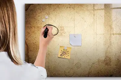 Pizarra borrable de cristal con imanes diseño de mapa del mundo antiguo