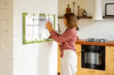 Pizarra magnética de pared con rotulador para menú semanal