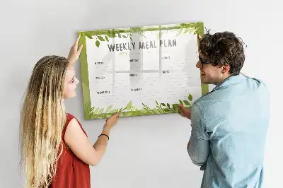 Pizarra magnética de pared con rotulador para menú semanal