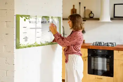 Pizarra magnética de pared con rotulador para menú semanal