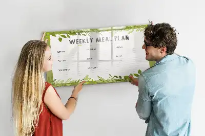 Pizarra magnética de pared con rotulador para menú semanal