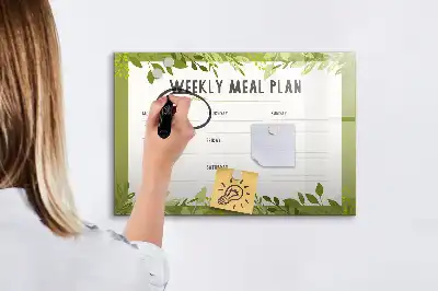 Pizarra magnética de pared con rotulador para menú semanal