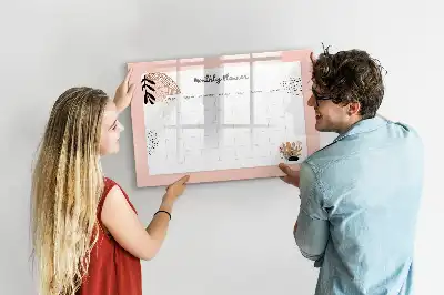 Pizarra de cristal borrable con imanes con diseño de flores