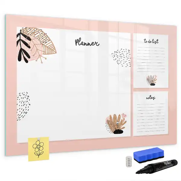 Pizarra magnética de pared con rotulador notas del planificador