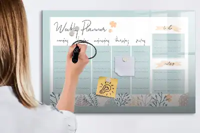 Pizarra de cristal borrable con imanes organizador para horarios semanales