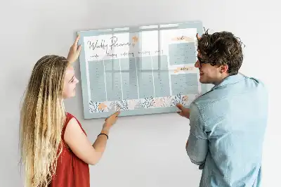 Pizarra de cristal borrable con imanes organizador para horarios semanales