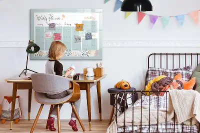 Pizarra de cristal borrable con imanes organizador para horarios semanales