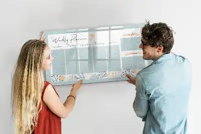 Pizarra de cristal borrable con imanes organizador para horarios semanales