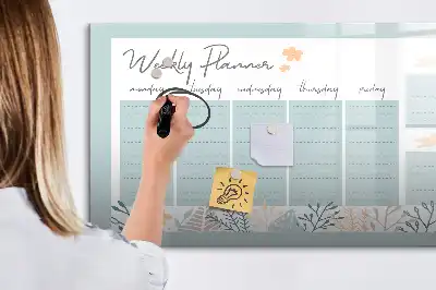 Pizarra de cristal borrable con imanes organizador para horarios semanales