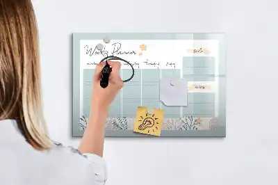Pizarra de cristal borrable con imanes organizador para horarios semanales