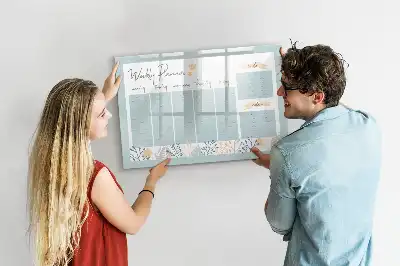 Pizarra de cristal borrable con imanes organizador para horarios semanales