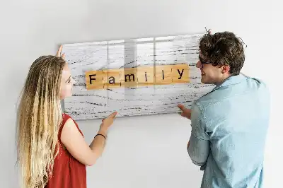 Pizarra borrable de cristal con imanes familia