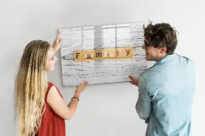 Pizarra borrable de cristal con imanes familia