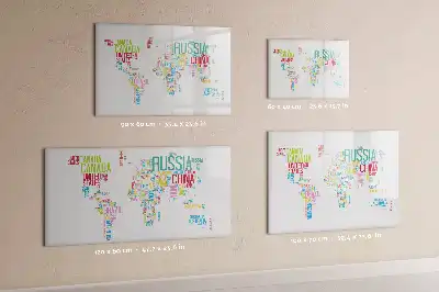 Pizarra de cristal borrable con imanes mapa con nombres de países