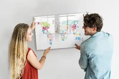 Pizarra de cristal borrable con imanes mapa con nombres de países