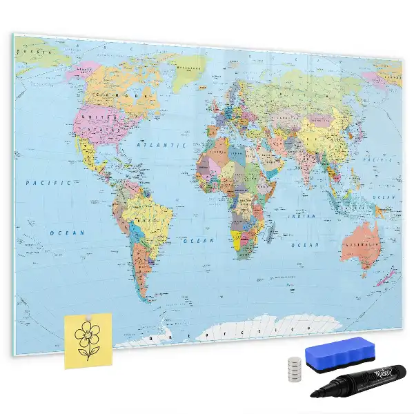 Mapa del mundo pizarra magnética de pared con rotulador incluido