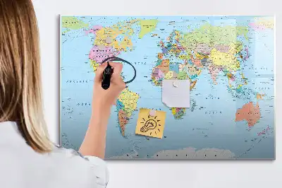 Mapa del mundo pizarra magnética de pared con rotulador incluido