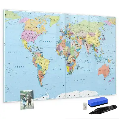 Mapa del mundo pizarra magnética de pared con rotulador incluido