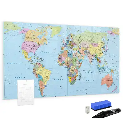 Mapa del mundo pizarra magnética de pared con rotulador incluido