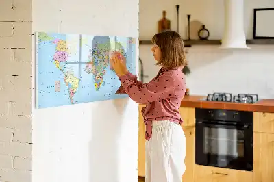 Mapa del mundo pizarra magnética de pared con rotulador incluido