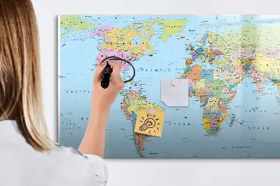 Mapa del mundo pizarra magnética de pared con rotulador incluido