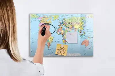 Mapa del mundo pizarra magnética de pared con rotulador incluido