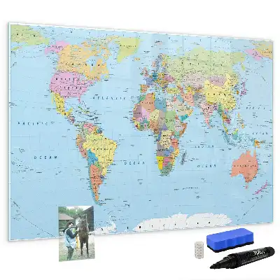Mapa del mundo pizarra magnética de pared con rotulador incluido