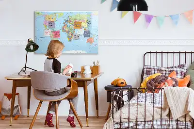 Mapa del mundo pizarra magnética de pared con rotulador incluido