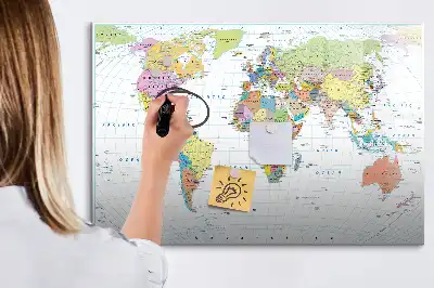 Mapa del mundo pizarra de cristal borrable con imanes