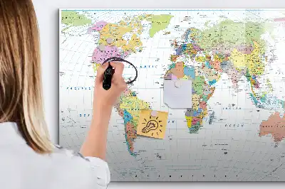 Mapa del mundo pizarra de cristal borrable con imanes