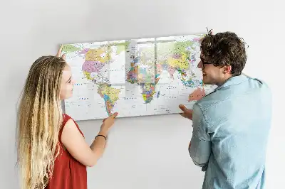 Mapa del mundo pizarra de cristal borrable con imanes