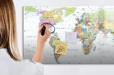 Mapa del mundo pizarra de cristal borrable con imanes