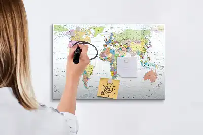 Mapa del mundo pizarra de cristal borrable con imanes