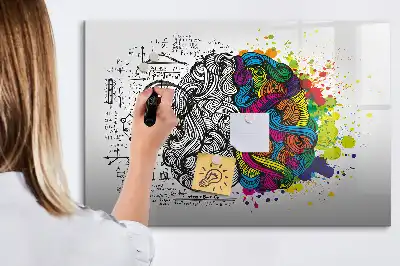 Pizarra de cristal magnética borrable diseño abstracción del cerebro